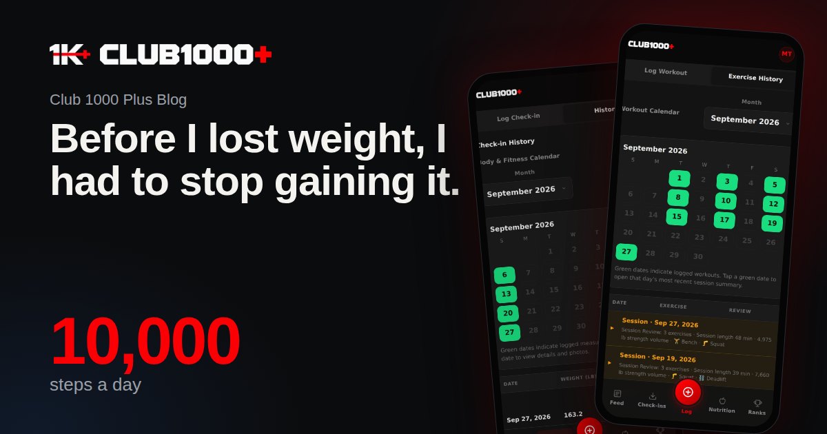 Cover: the headline and \u201c10,000 steps a day\u201d beside two phones showing Exercise History and the check-in calendar.