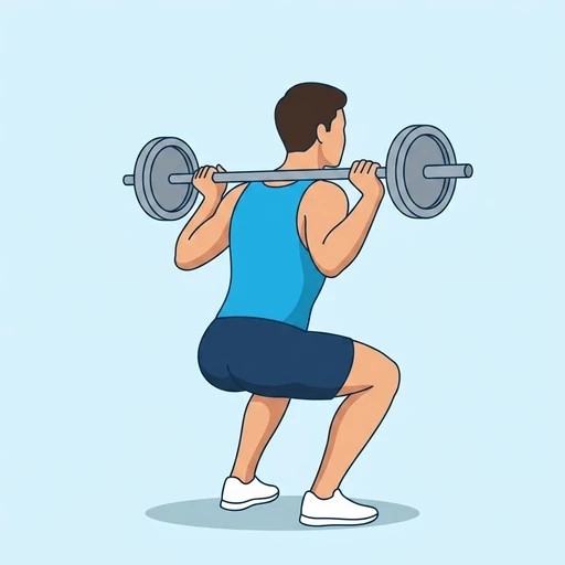 Barbell back squat: Exercise illustration (peak)