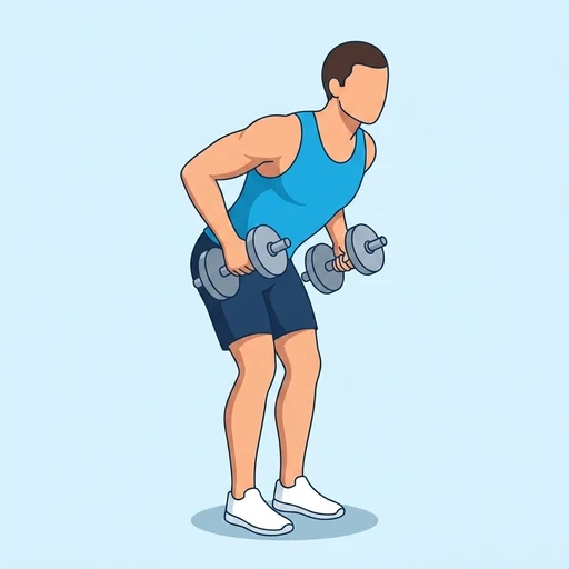 Dumbbell bent-over row: Exercise illustration (peak)