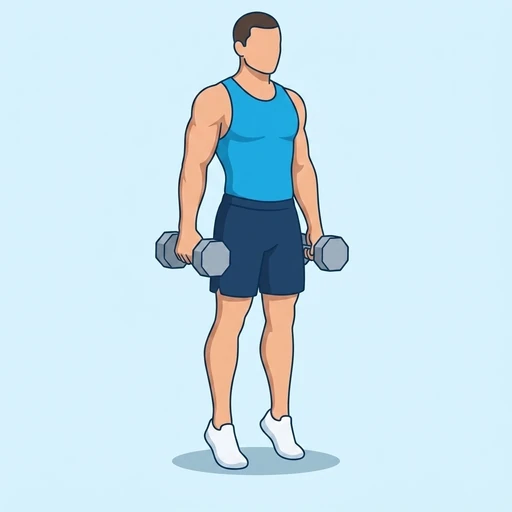 Standing dumbbell calf raise: Exercise illustration (peak)