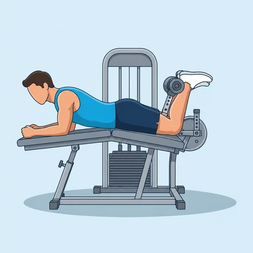 Machine pin loaded lying leg curl: Exercise illustration (peak)