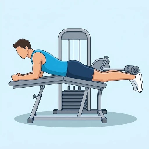 Machine plate loaded lying leg curl — Exercise illustration